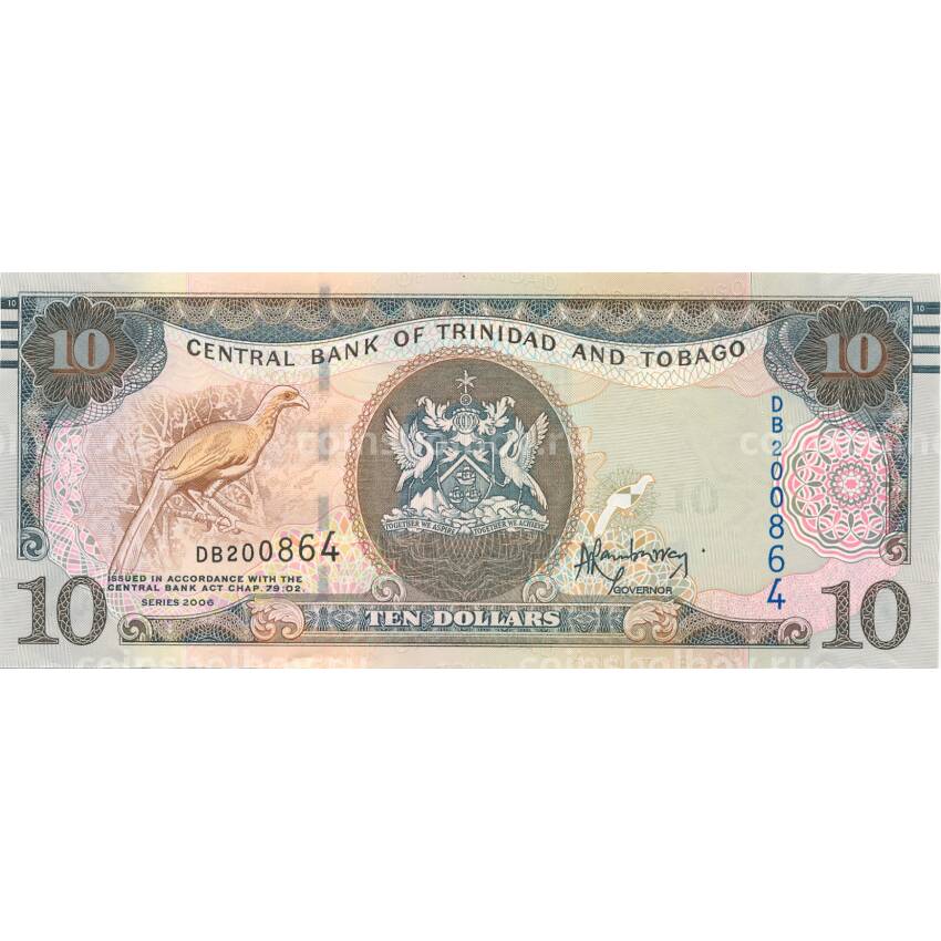Банкнота 10 долларов 2006 года Тринидад и Тобаго