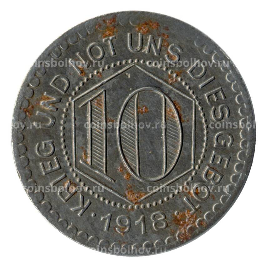 Монета 10 пфеннигов 1918 года Германия — Нотгельд (Кальв) (вид 2)