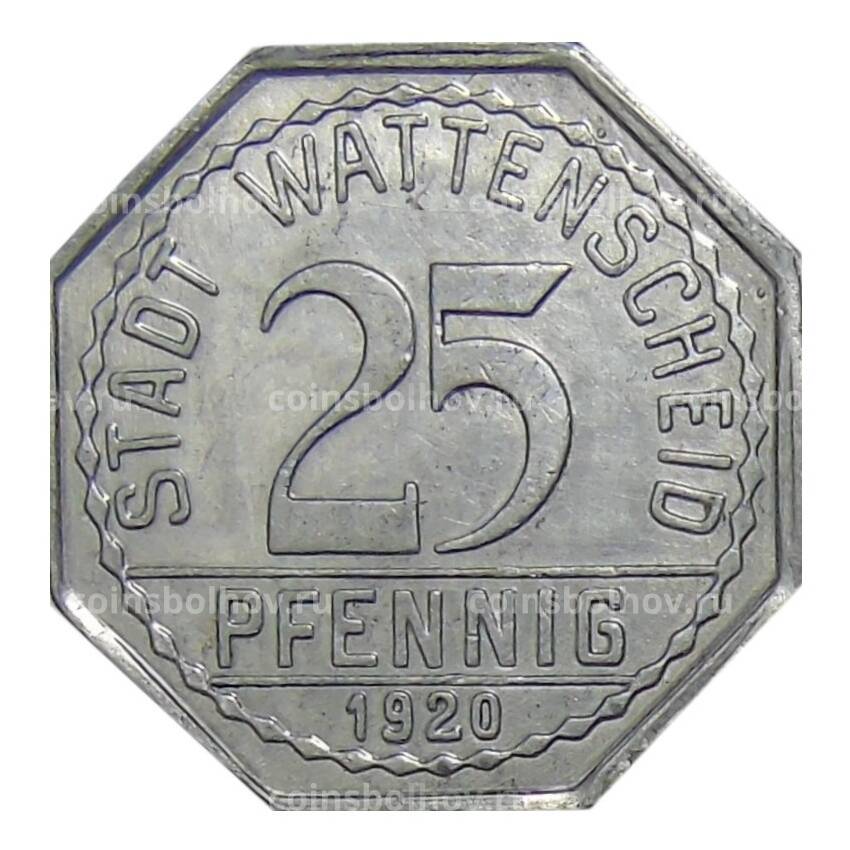 Монета 25 пфеннигов 1920 года Германия — Нотгельд Ваттеншайд (вид 2)