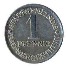 Монета 1 пфенниг 1920 года Германия — Нотгельд (Бад-Мергентхайм) (аверс)