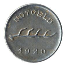 Монета 1 пфенниг 1920 года Германия — Нотгельд (Бад-Мергентхайм) (реверс)