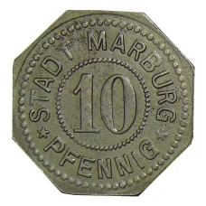 Монета 10 пфеннигов 1917 года Германия — Нотгельд Марбург (реверс)