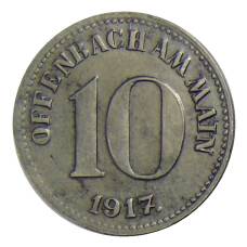 Монета 10 пфеннигов 1917 года Германия  — Нотгельд Оффенбах на Майне (реверс)
