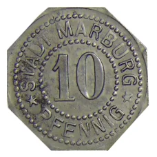 Монета 10 пфеннигов 1917 года Германия — Нотгельд Марбург (аверс)