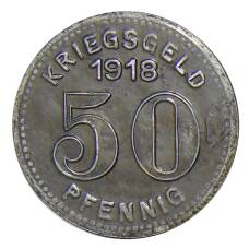 Монета 50 пфеннигов 1918 года Германия — Нотгельд Элберфельд (реверс)