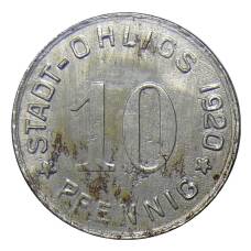 Монета 10 пфеннигов 1920 года Германия — Нотгельд Охлигс (реверс)