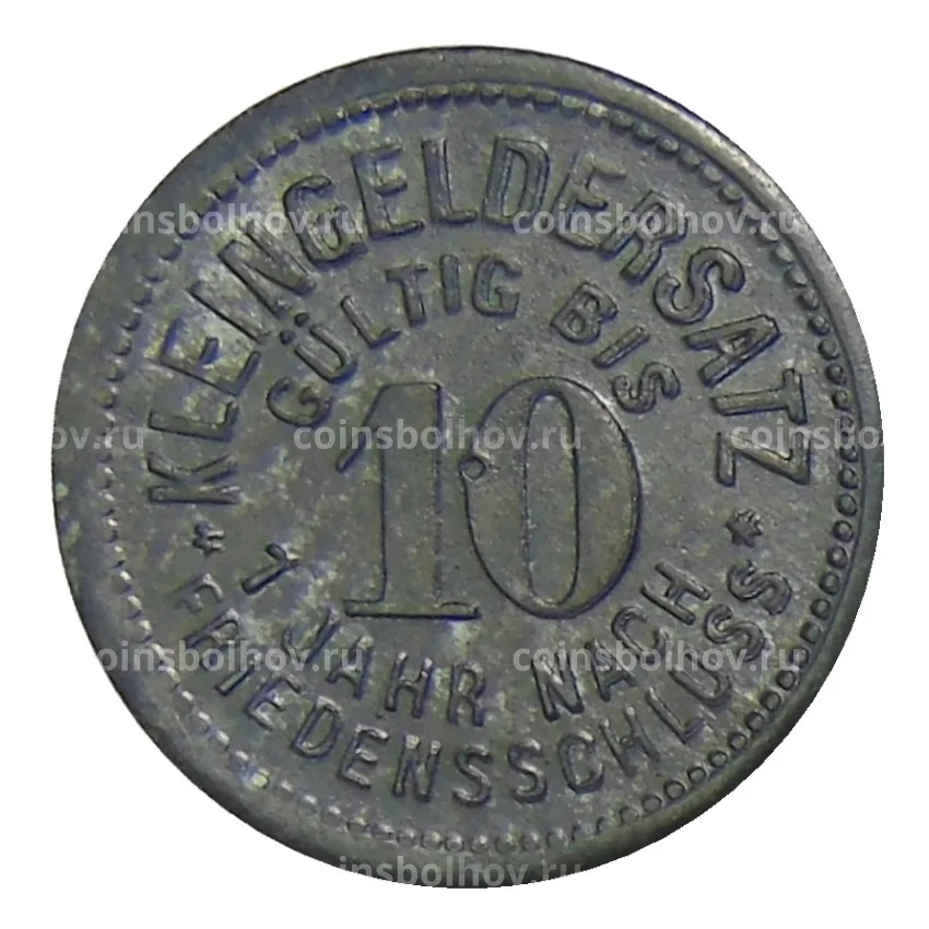 Монета 10 пфеннигов 1918 года Германия — Нотгельд Мойзельвиц (вид 2)