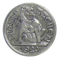 Монета 10 пфеннигов 1920 года Германия — Нотгельд Аахен (аверс)