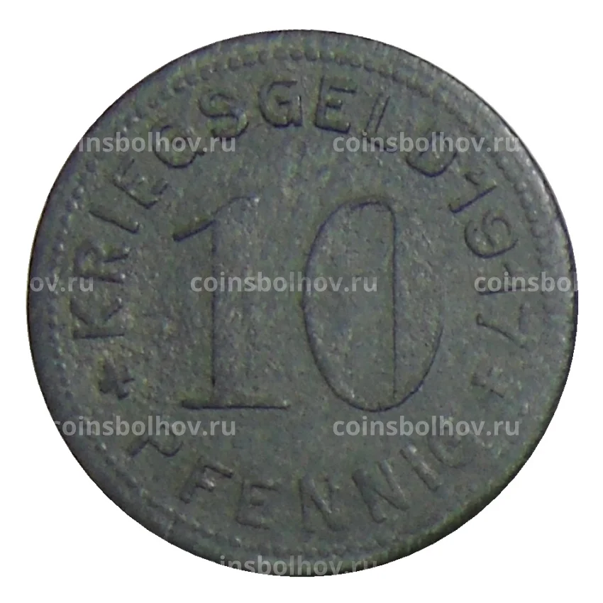 Монета 10 пфеннигов 1917 года Германия — Нотгельд Меттман (вид 2)