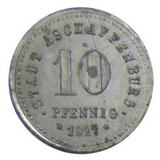 Монета 10 пфеннигов 1917 года Германия — Нотгельд Ашшафенбург (реверс)