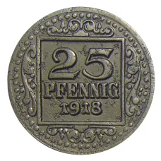 Монета 25 пфеннигов 1918 года Германия — Нотгельд Мюнстер (реверс)