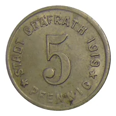 Монета 5 пфеннигов 1919 года Германия — Нотгельд Графрат (реверс)