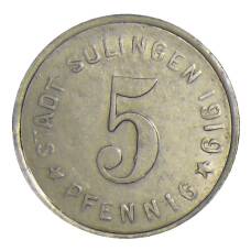 Монета 5 пфеннигов 1919 года Германия — Нотгельд Золинген (реверс)