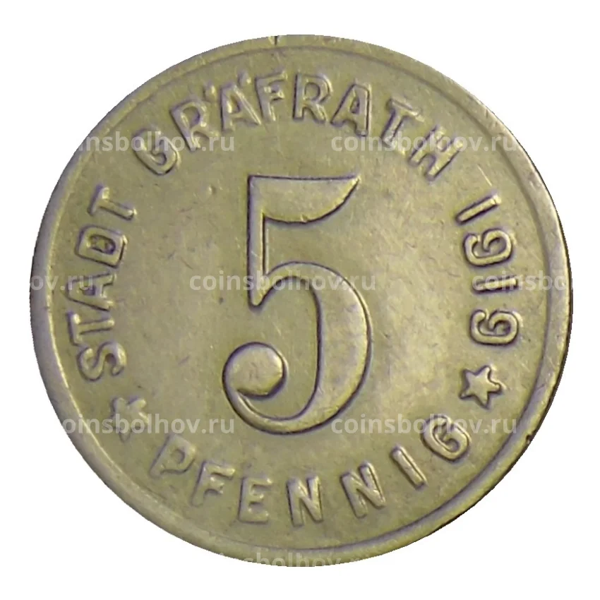 Монета 5 пфеннигов 1919 года Германия — Нотгельд Графрат (вид 2)