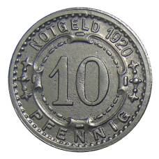 Монета 10 пфеннигов 1920 года Германия — Нотгельд Менден (реверс)