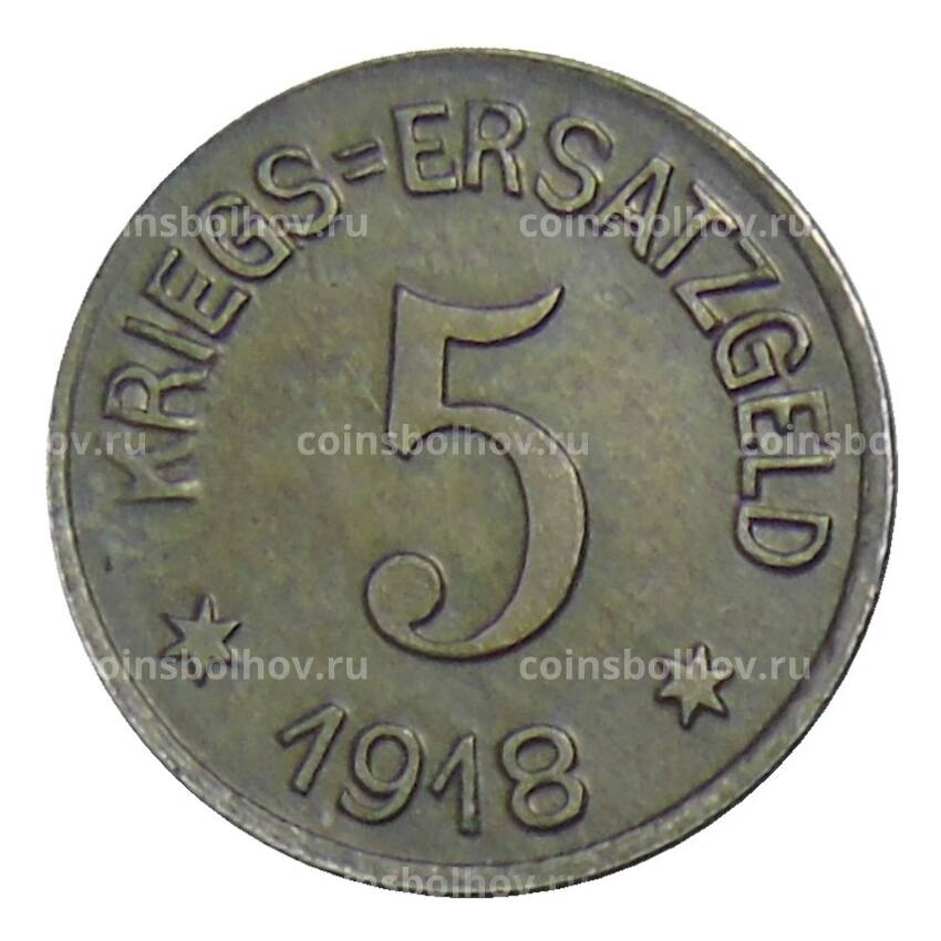 Монета 5 пфеннигов 1918 года Германия  — Нотгельд Крефельд (вид 2)
