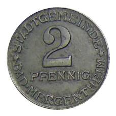 Монета 2 пфеннига 1920 года Германия — Нотгельд Бад-Мергентхайм (аверс)