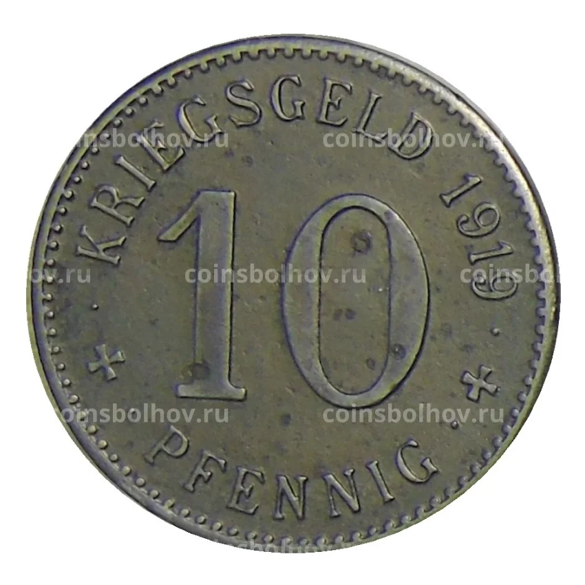 Монета 10 пфеннигов 1919 года Германия — Нотгельд Ваттеншайд (вид 2)