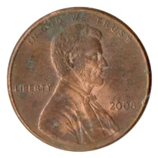 Монета 1 цент 2008 года США (аверс)