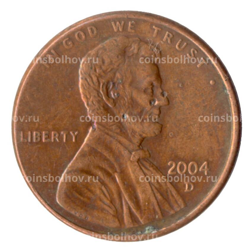 Монета 1 цент 2004 года D США