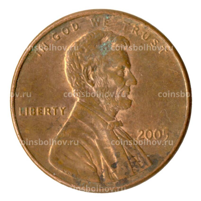 Монета 1 цент 2005 года США