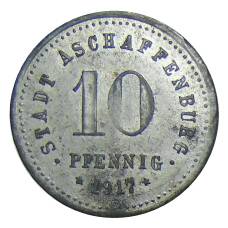 Монета 10 пфеннигов 1917 года Германия — Нотгельд Ашшафенбург (реверс)