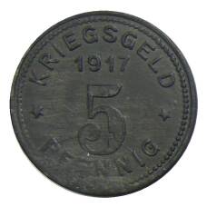 Монета 5 пфеннигов 1917 года Германия — Нотгельд Виттен (реверс)