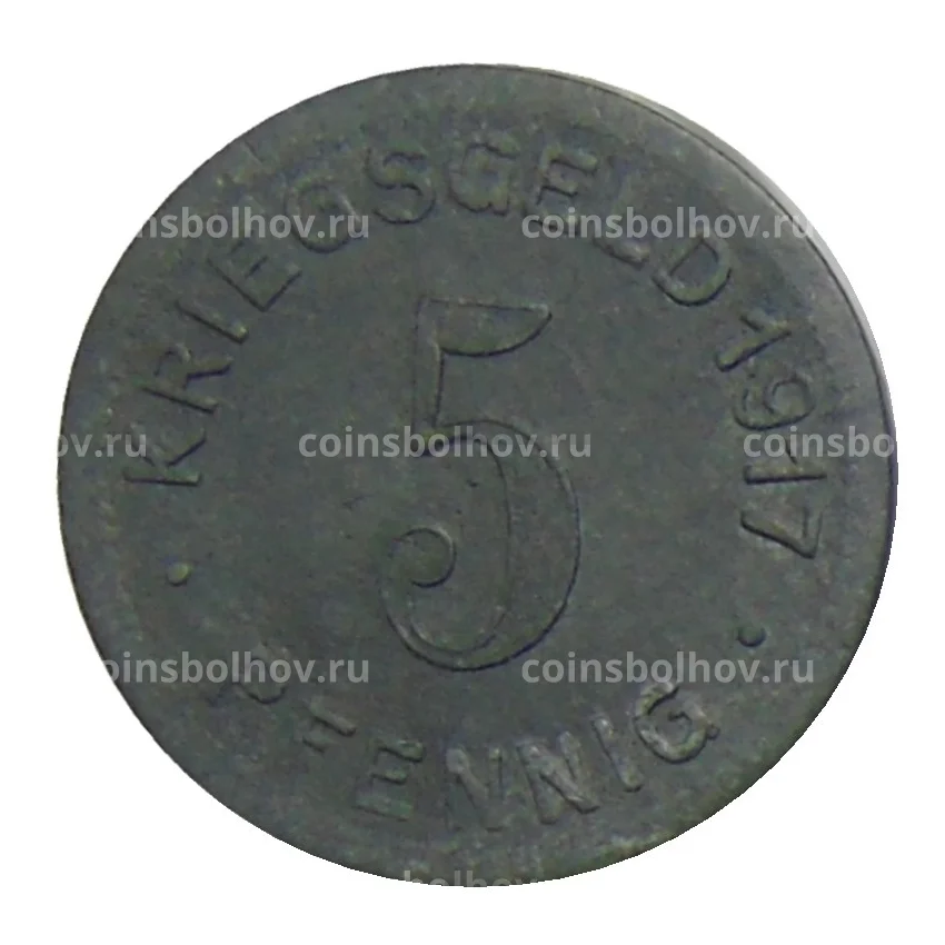 Монета 5 пфеннигов 1917 года Германия — Нотгельд Эльберфельд (вид 2)