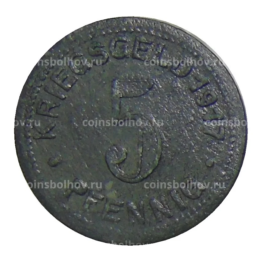 Монета 5 пфеннигов 1917 года Германия — Нотгельд Эльберфельд (вид 2)