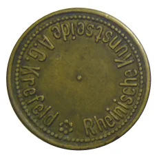 Жетон пивной на 1 напиток «RheinisheKunstseide A.G.Krefeld» Германия (вид 2)