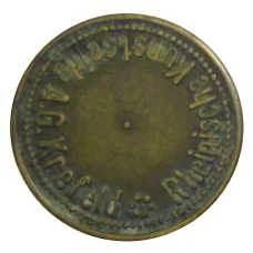 Жетон пивной на 1 напиток «RheinisheKunstseide A.G.Krefeld» Германия (вид 2)