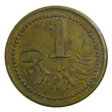 Жетон пивной на 1 напиток «RheinisheKunstseide A.G.Krefeld» Германия