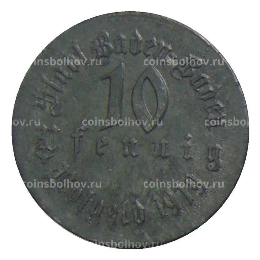 Монета 10 пфеннигов 1919 года Германия — Нотгельд Баден-Юаден (вид 2)