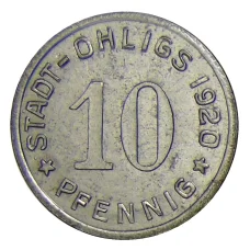 Монета 10 пфеннигов 1920 года Германия — Нотгельд Охлигс (реверс)