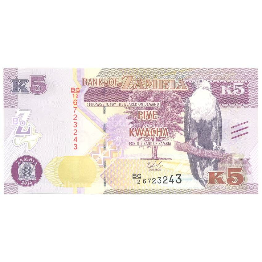 Банкнота 5 квача 2015 года Замбия (вид 2)
