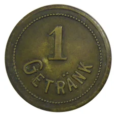 Жетон пивной на 1 напиток «Rheinische Kunstseide А.G Krefeld» Германия