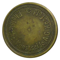 Жетон пивной на 1 напиток «Rheinische Kunstseide А.G Krefeld» Германия (вид 2)