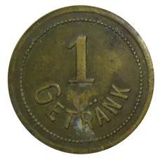 Жетон пивной на 1 напиток «Rheinische Kunstseide А.G Krefeld» Германия