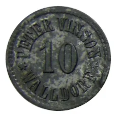 Монета 10 пфеннигов Германия — Нотгельд Валдорф (Питер Винсон) (аверс)