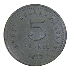 Монета 5 пфеннигов 1917 года Германия — Нотгельд Ашаффенбург (реверс)