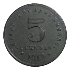 Монета 5 пфеннигов 1917 года Германия — Нотгельд Ашаффенбург (реверс)