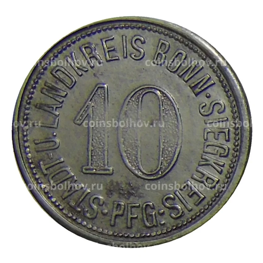 Монета 10 пфеннигов 1918 года Германия — Нотгельд Бонн