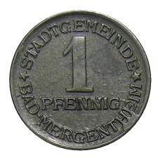 Монета 1 пфенниг 1920 года Германия — Нотгельд Бад-Мергентхайм (аверс)
