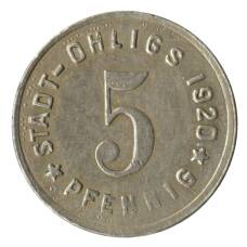 Монета 5 пфеннигов 1920 года Германия — Нотгельд (Олигс) (реверс)