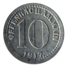 Монета 10 пфеннигов 1917 года Германия — Нотгельд (Оффенбах на Майне) (аверс)