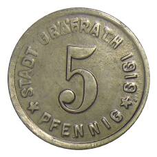 Монета 5 пфеннигов 1919 года Германия — Нотгельд Графрат (реверс)