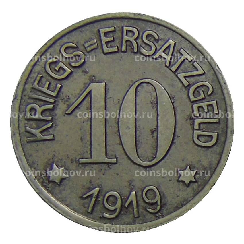 Монета 10 пфеннигов 1919 года Германия — Нотгельд Крефельд (вид 2)