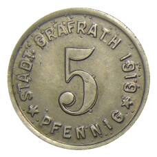 Монета 5 пфеннигов 1919 года Германия — Нотгельд Графрат (аверс)