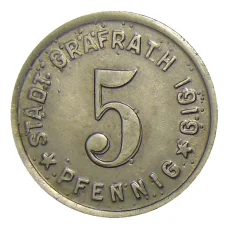 Монета 5 пфеннигов 1919 года Германия — Нотгельд Графрат (аверс)