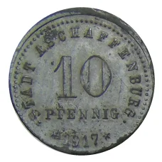 Монета 10 пфеннигов 1917 года Германия — Нотгельд Ашаффенбург (аверс)